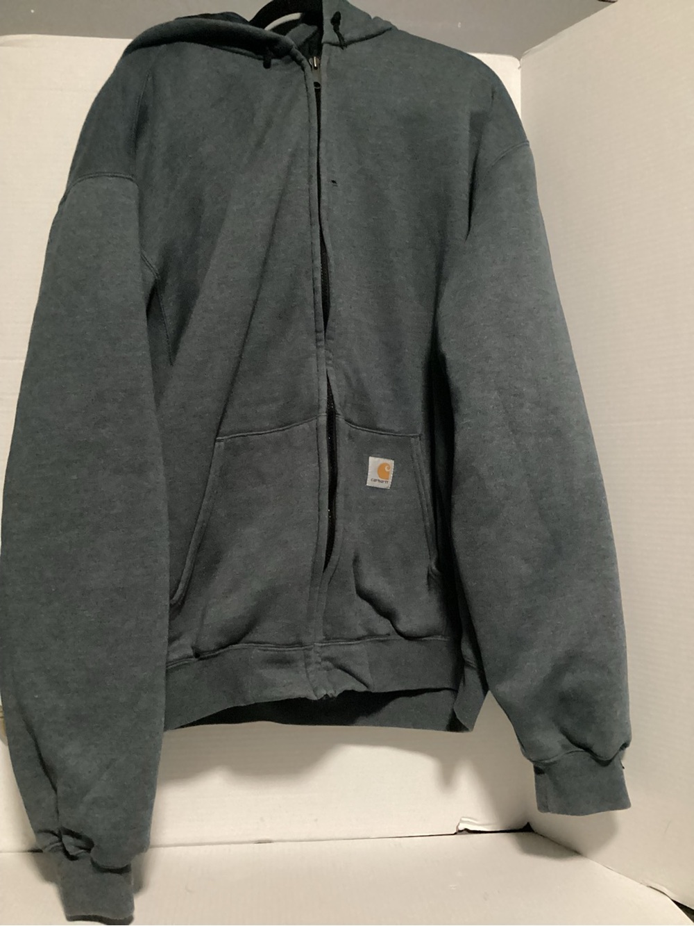 Carhartt Men's Charcoal Full Zip-Up Hooded Sweatshirt. Black Insulated 2x Tall